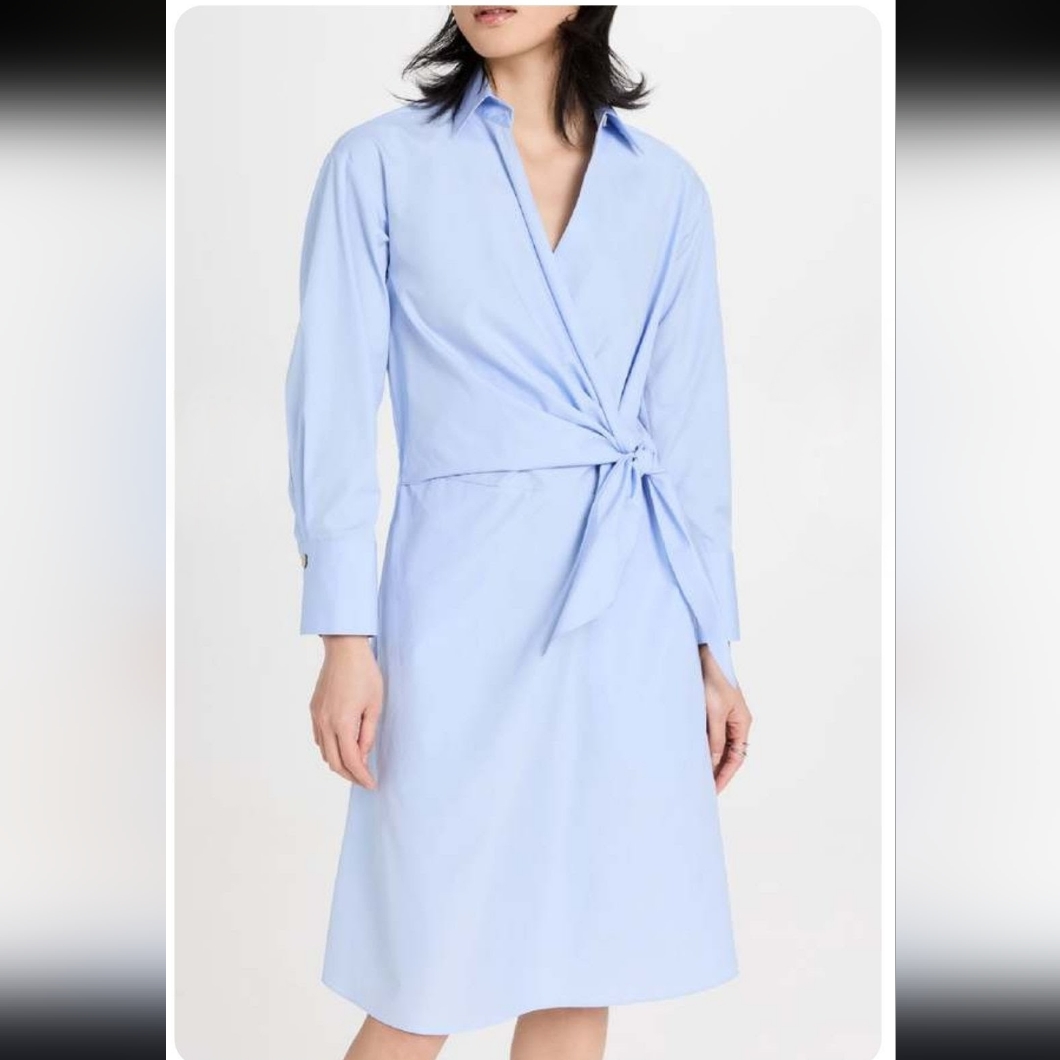 Nwt $425 Vince Long-Sleeve Short Wrap Shirtdress Size 8